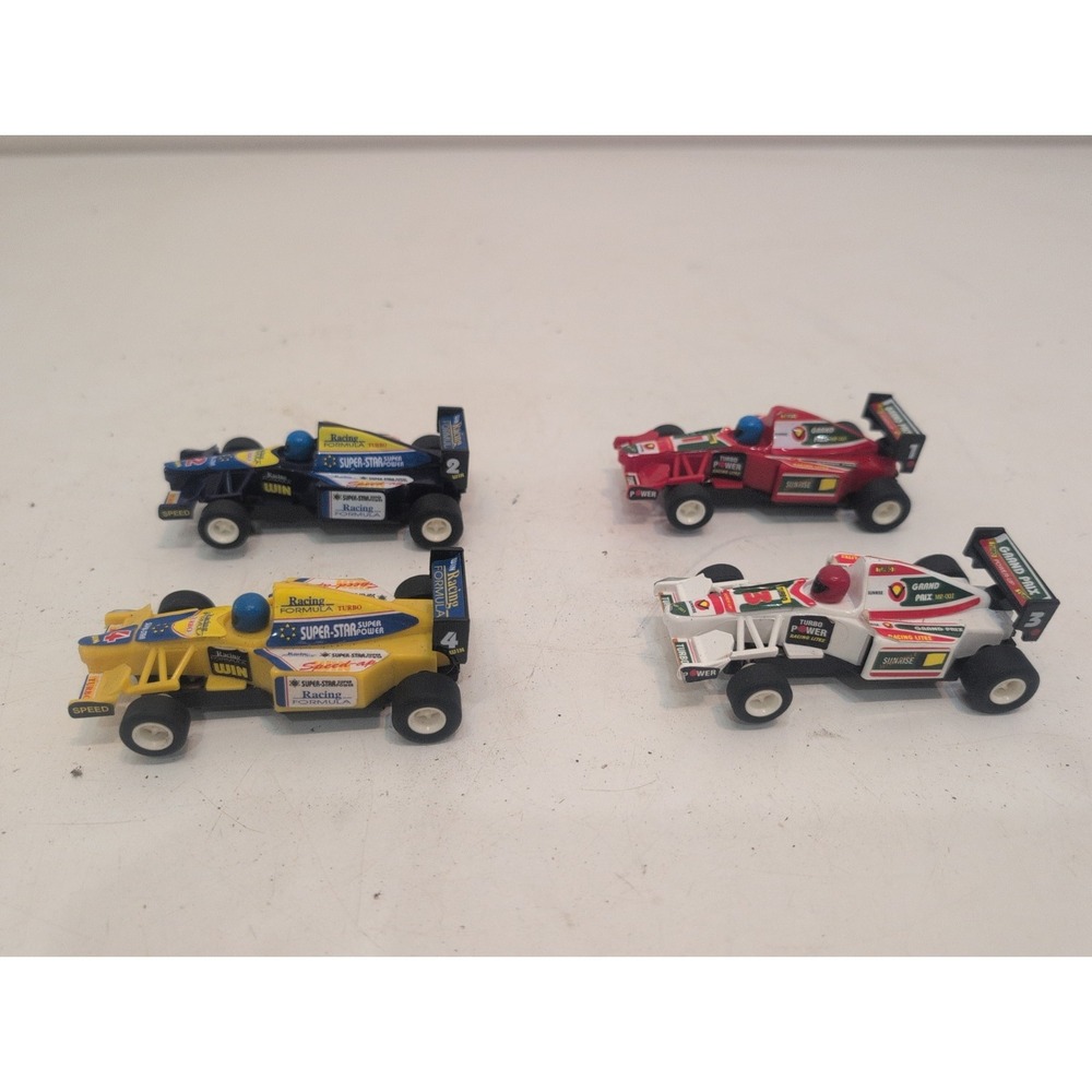 Lot Of 4 Unbranded Slot Cars Grand Prix Formula 1 Racing Blue yellow Red White